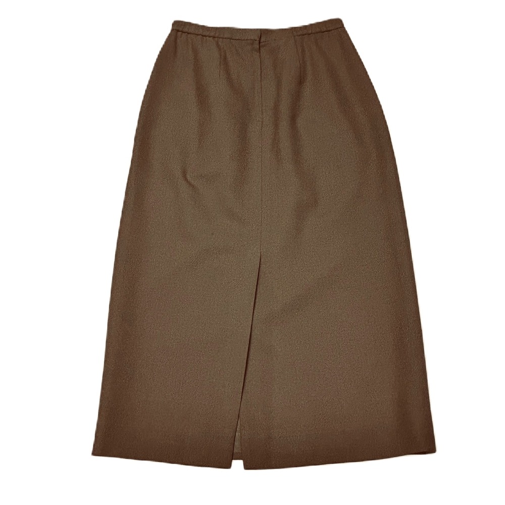 Vtg Talbots Wool Midi Skirt Size 2P Petite A Line Pockets Made in USA Tan Taupe - Picture 3 of 7